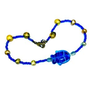 Blue Fish and Pearl Artisan Crafted Bracelet